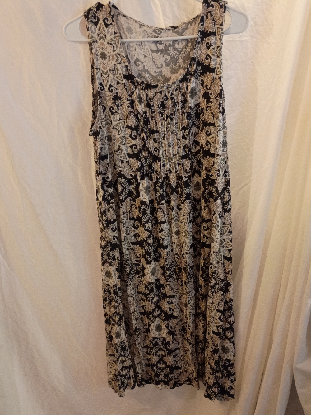 Croft & Barrow Black and Cream Printed Midi Dress